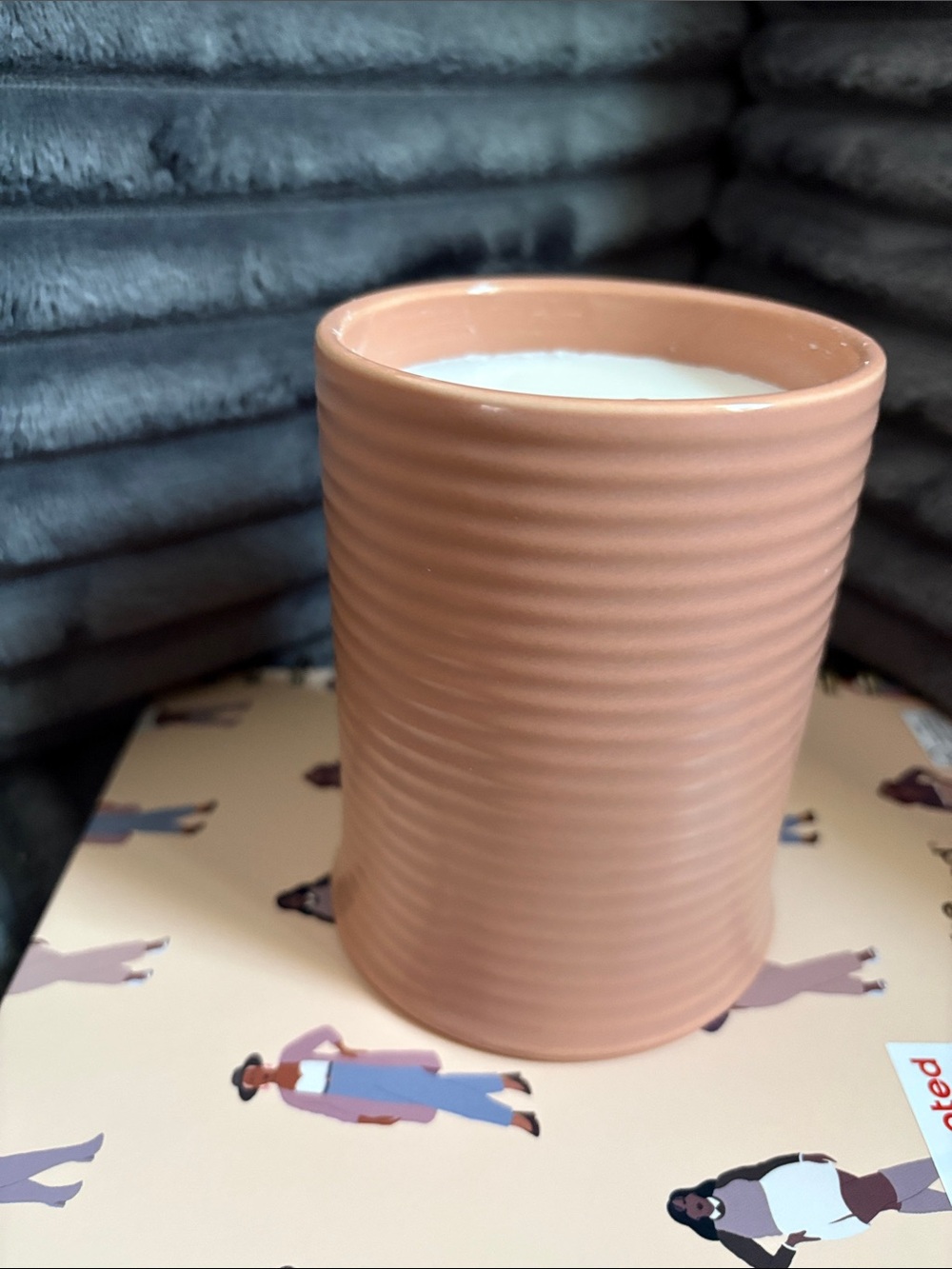 Threshold Terracotta Ribbed Ceramic Candle Holder-Berry Lemonade and Melon